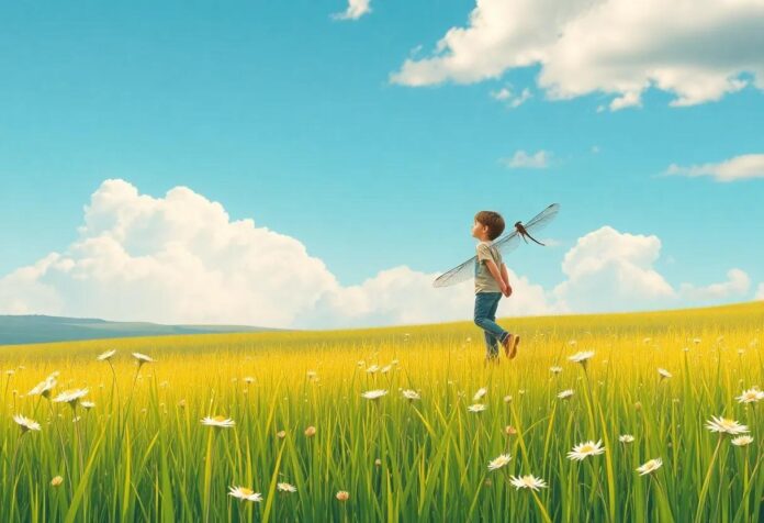 The Boy Who Rode a Dragonfly Across Endless Sunlit Meadows