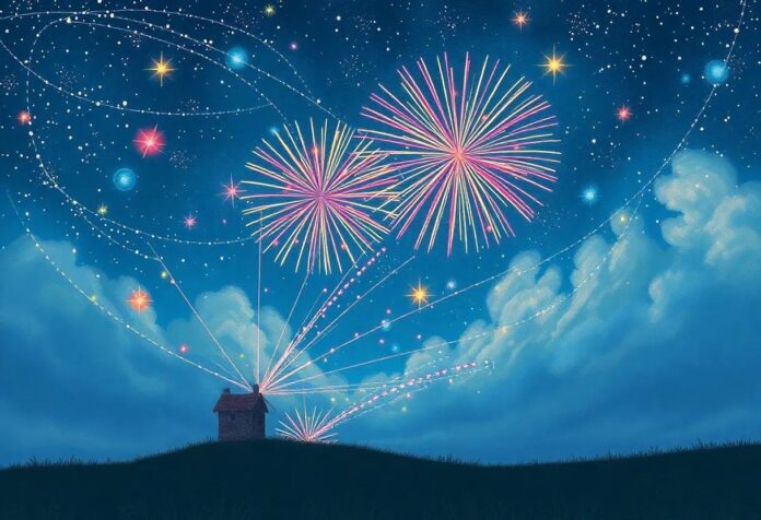 The Enchanted Firework That Painted Wonders and Stories Across the Night Sky