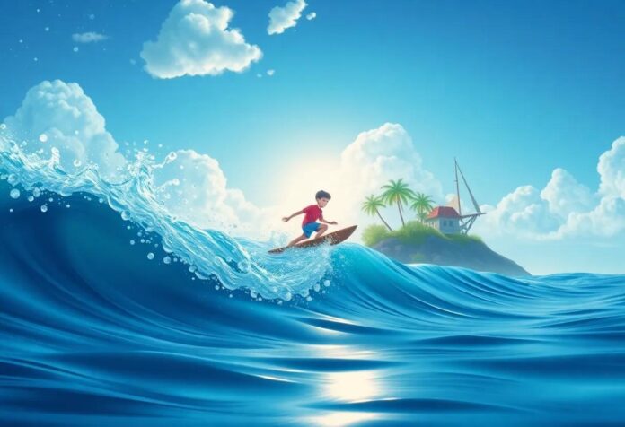 The Boy Who Rode a Magical Wave to the Hidden Secret Island Adventure
