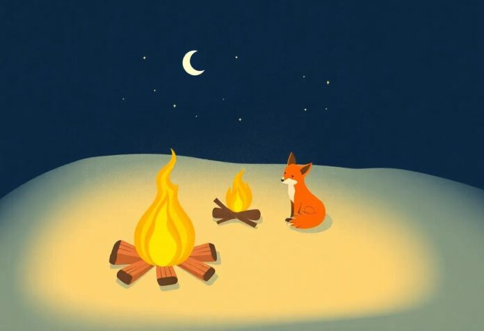 The Fox Who Found Comfort: A Cozy Night Beside the Campfire