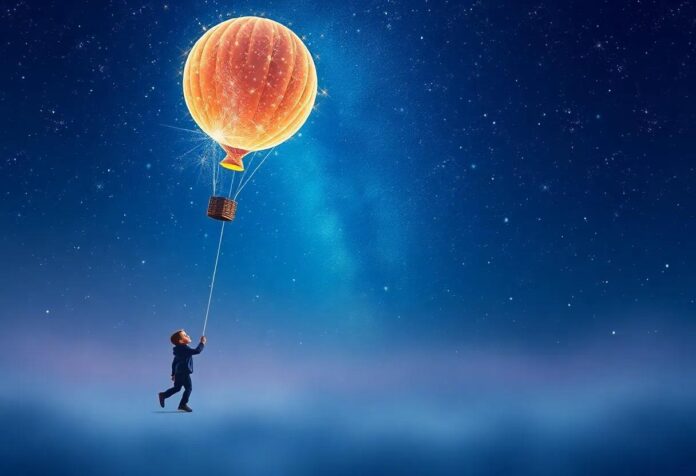 The Boy Who Rode a Sparkling Balloon Into the New Year’s Night Sky