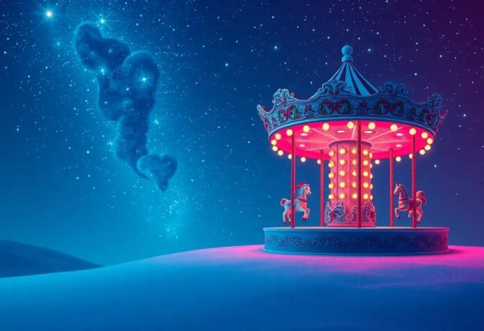 The Little Elf’s Magical Candy Carousel Adventure Under the Starry Sky