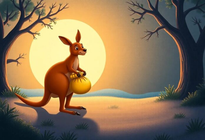 The Kangaroo with the Golden Pouch: A Magical Journey at Sundown