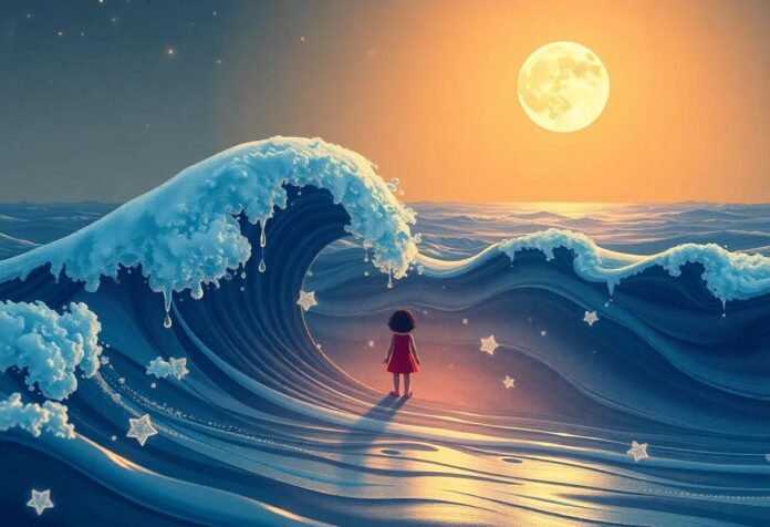 The Girl Who Painted Waves That Sang Secrets Beneath the Moonlight