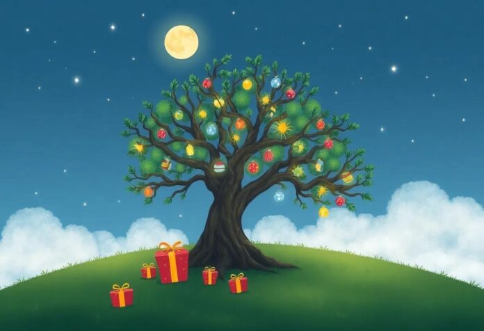 The Enchanted Tree That Gently Dropped Gifts Under Moonlit Skies