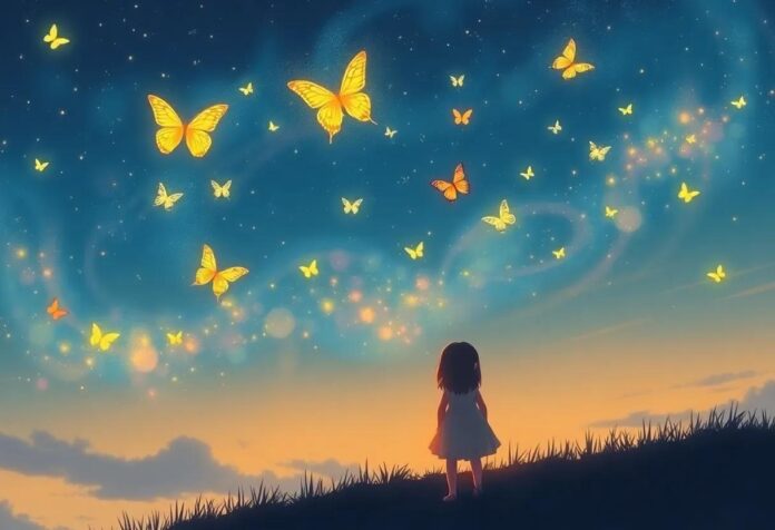 The Girl Who Painted Butterflies Across the Endless Evening Sky