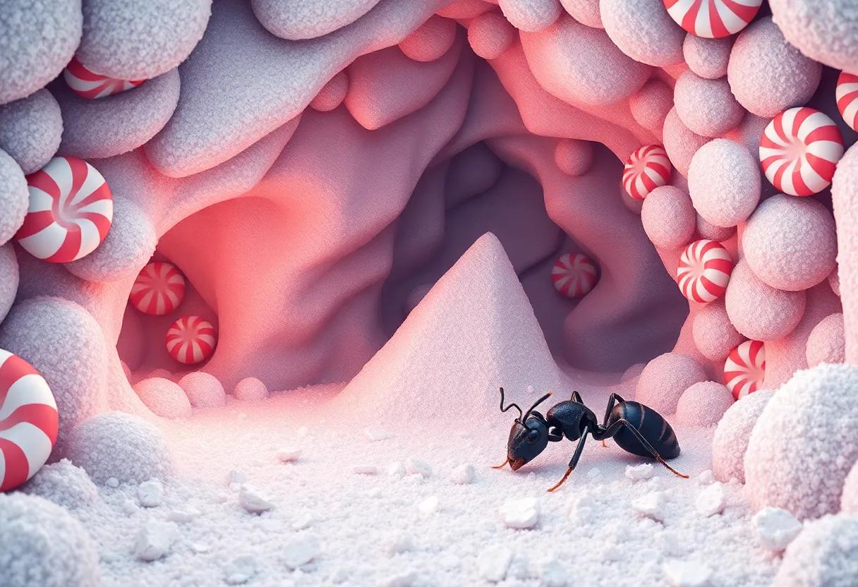 Resting in the⁣ Peppermint Cave with Candy Walls