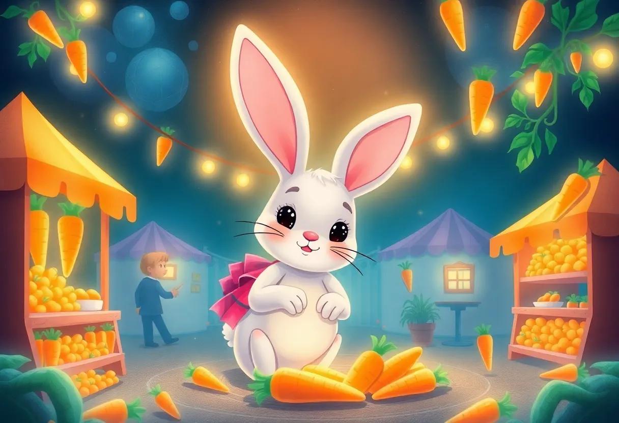 Whimsical Stalls Overflowing with Glowing Carrot Treats