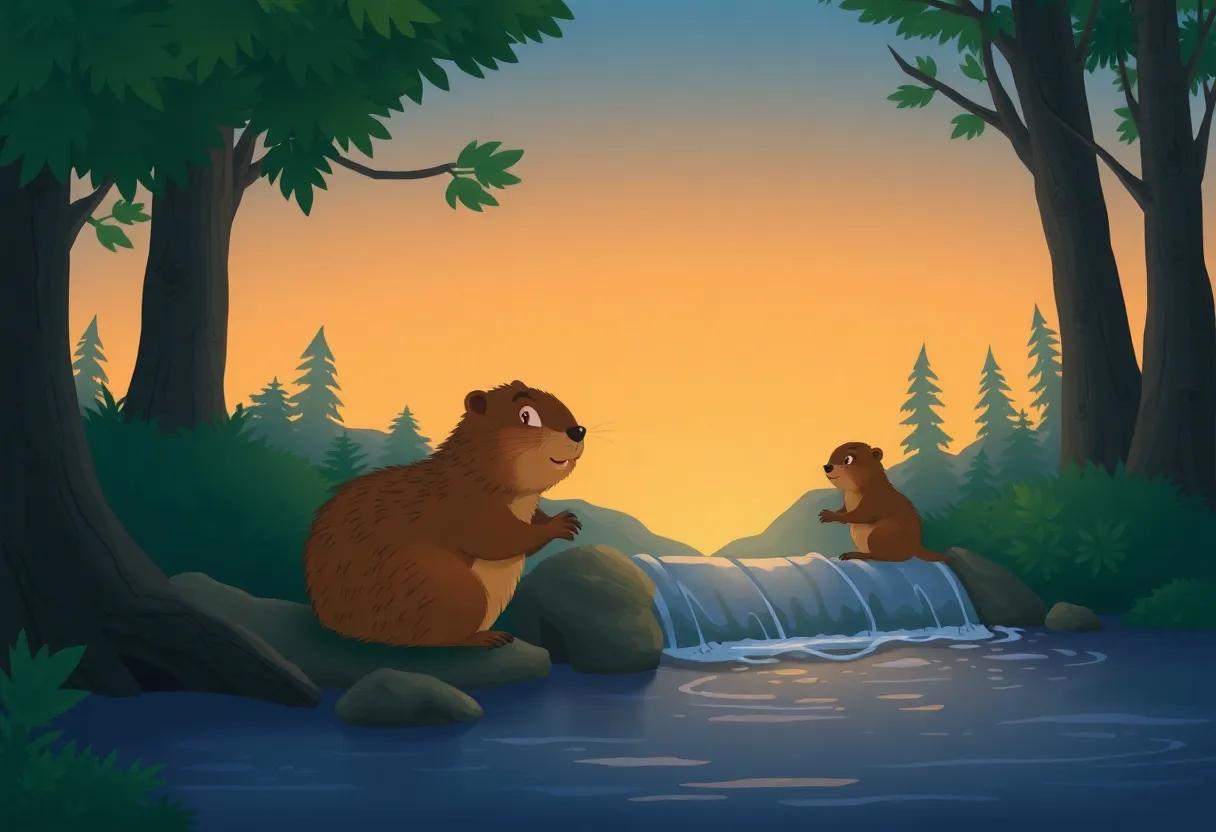 Teamwork Among Forest Friends at Dusk