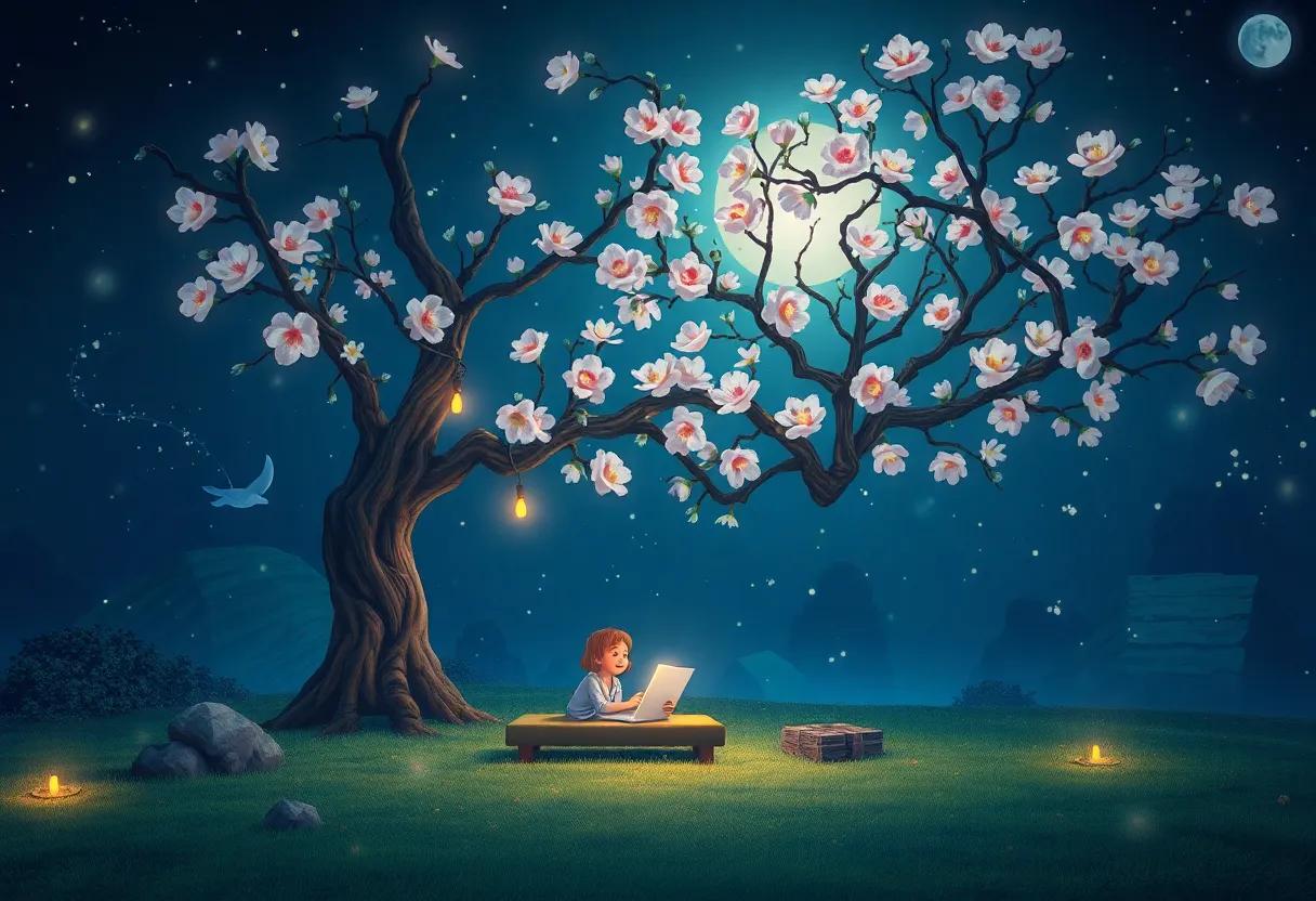 A​ Nighttime Celebration ‍Beneath the ‍Blossom​ Tree