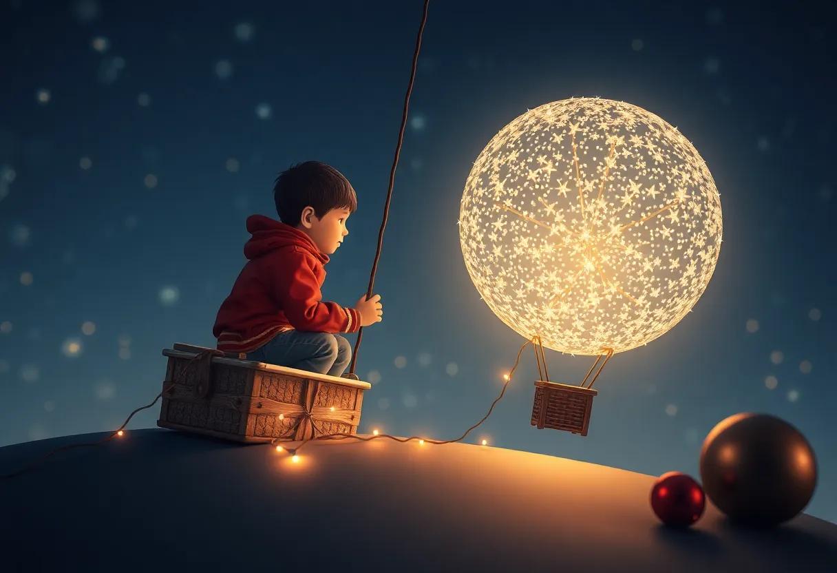 Glowing Ornaments and Twinkling Lights on the Balloon's ‌Surface