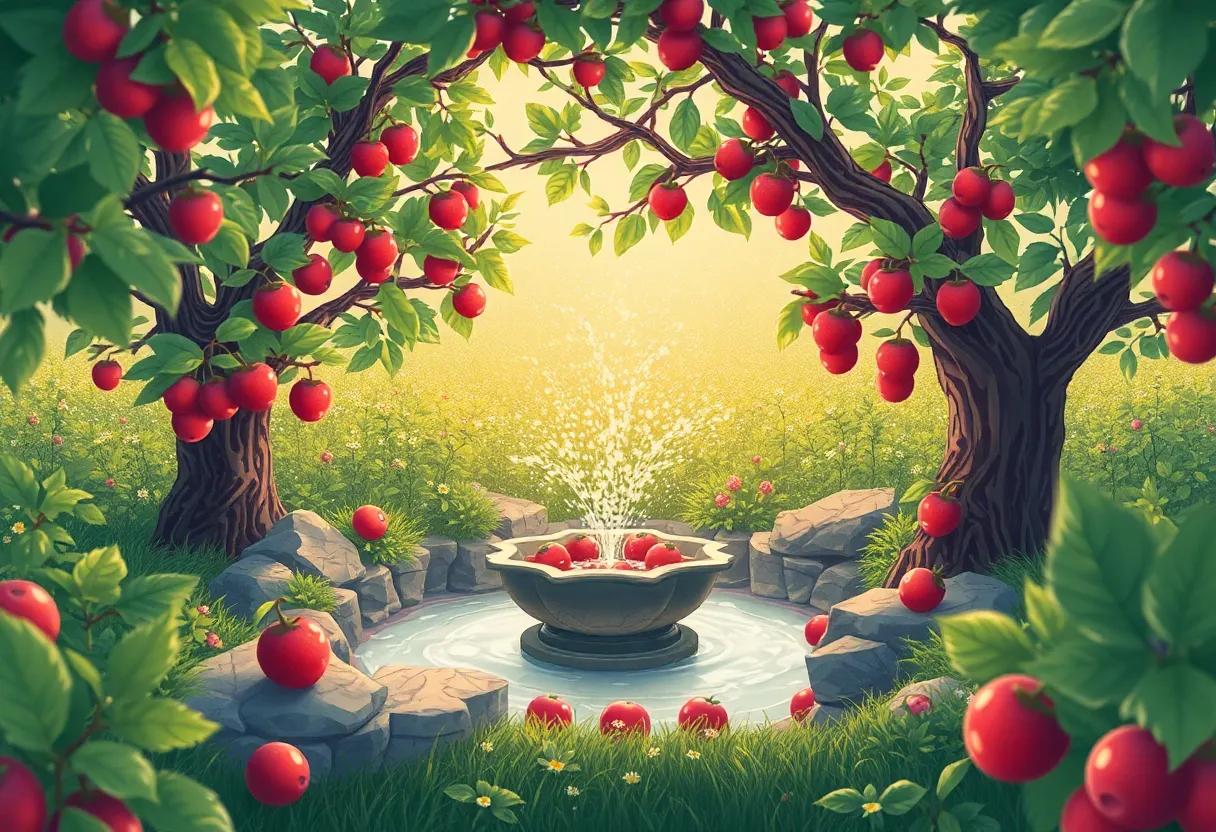 The Orchard's Mysterious Fountain of Sparkling Fruit Juice