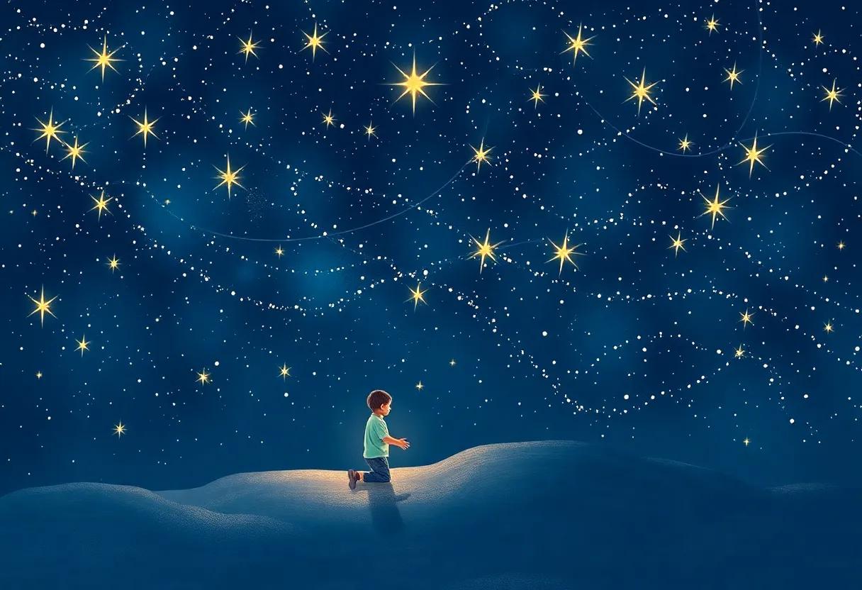 Starlight ⁤Sparks Glow from the Boy's Gentle Strokes