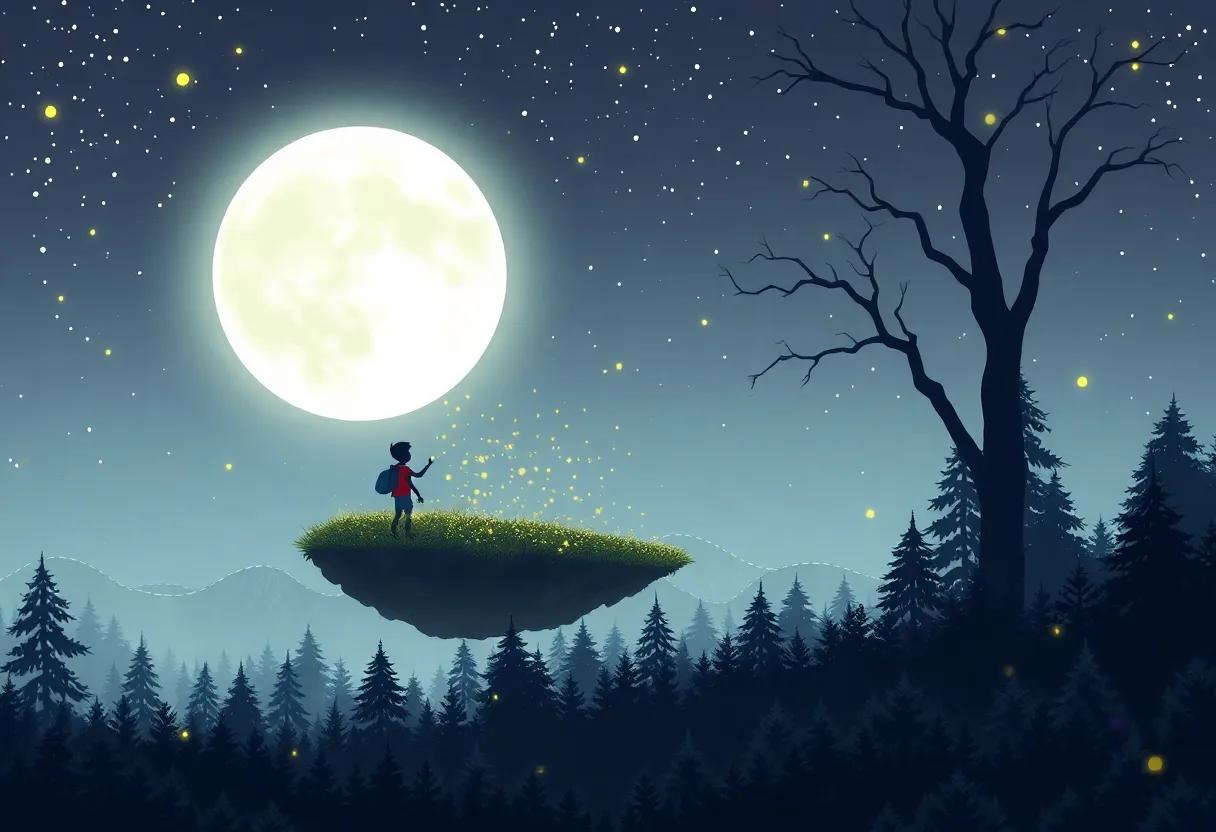 The​ Boy's First Glimpse⁢ of the‍ Enchanted Forest Under Moonlight