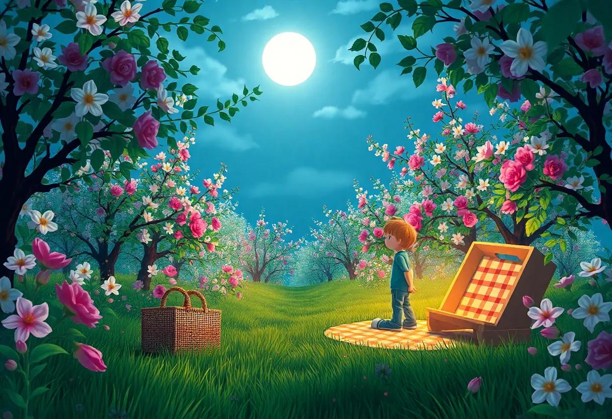 A ⁢Rainbow of‍ Magical Fruits Hanging from ​Shimmering⁤ Branches