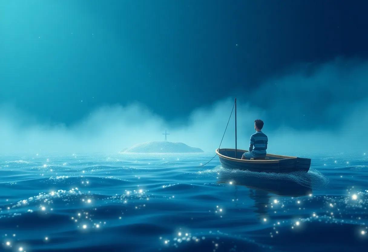 Navigating Through a Glittering Ocean Mist