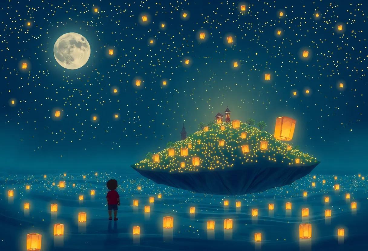 Landing on ⁣the Floating⁢ Island Covered in Twinkling Lanterns