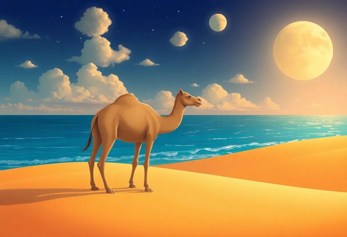 The Lonely Camel Gazing Beyond the Dunes