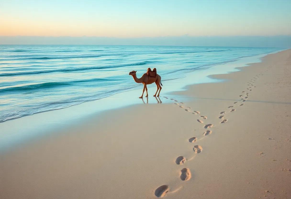 Early Morning Footprints Along Sandy Beaches