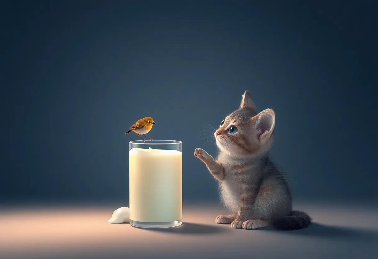 The Curious ⁤Cat ‍Meets ​a Tiny Feathered ⁤Visitor