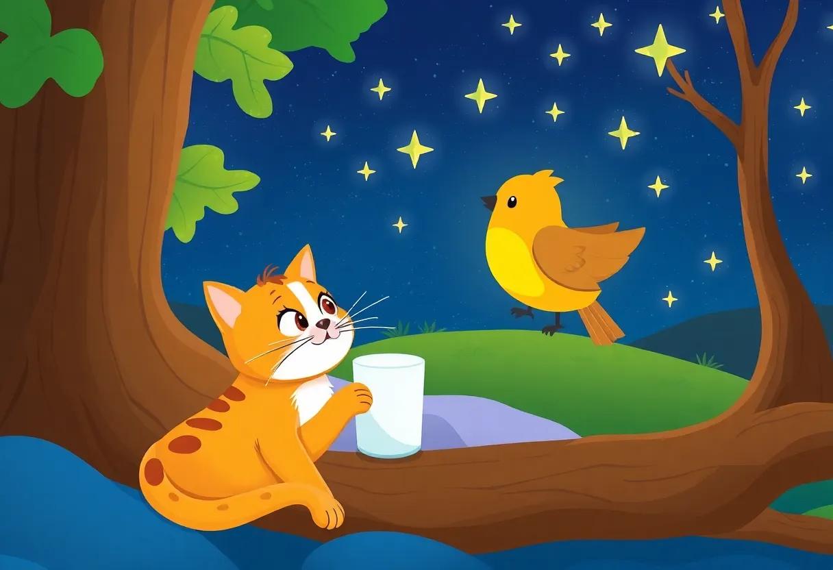 The Cat and Bird Dream‍ Together Beneath⁢ the Twinkling Stars