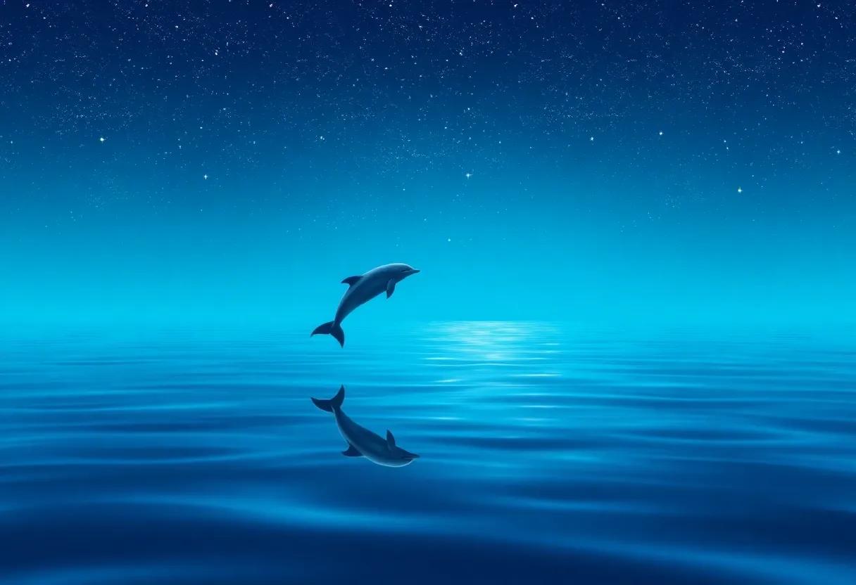Twinkling Stars Reflecting on the Calm Ocean Surface