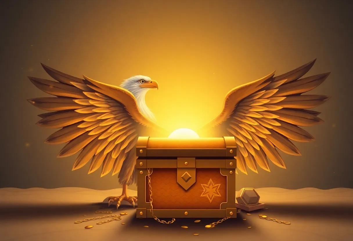 Wings Spread ‍Wide Guarding the⁢ Precious Golden Chest