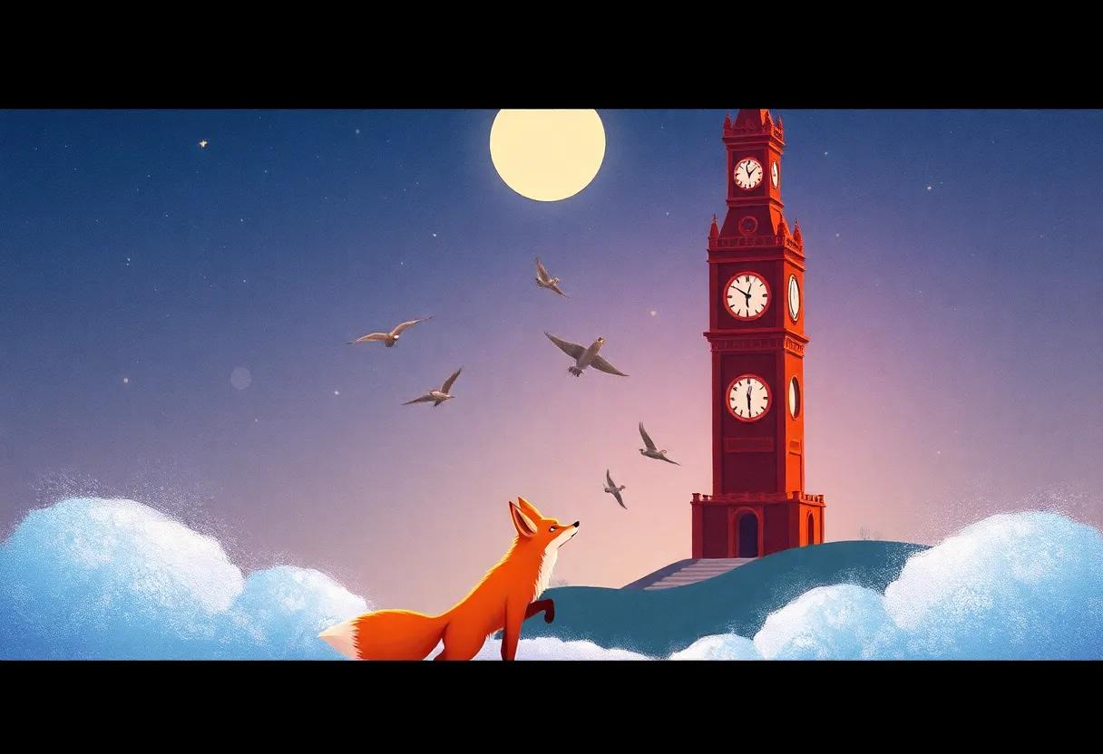 The Curious Fox and the Hidden Clock Tower