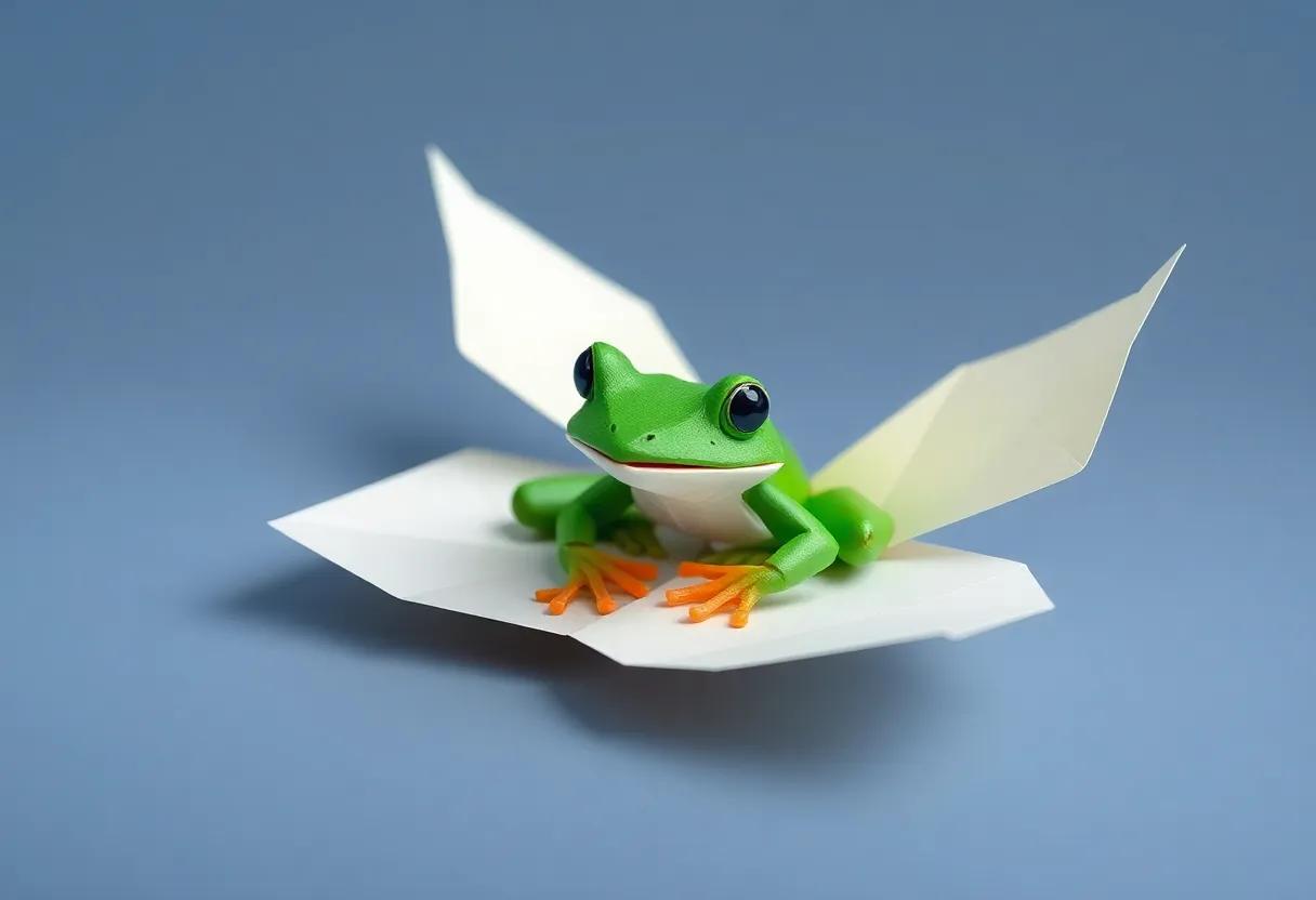 The Curious Frog with Paper Wings
