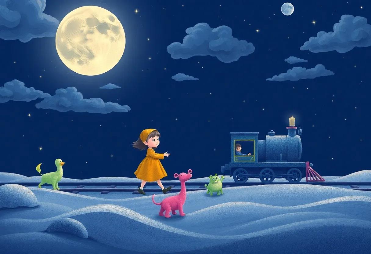 Encountering Playful Moon Creatures Along the Way
