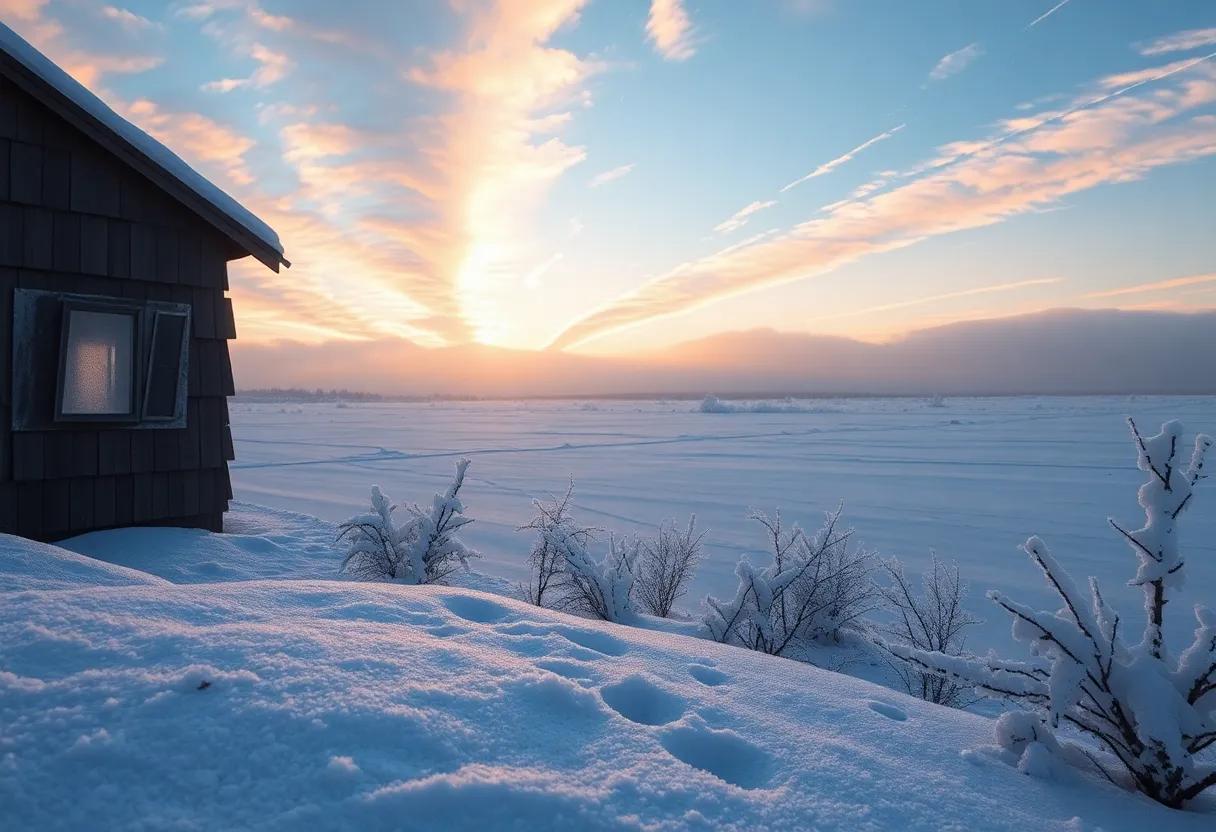 The Morning Glow Revealing a Frozen Masterpiece