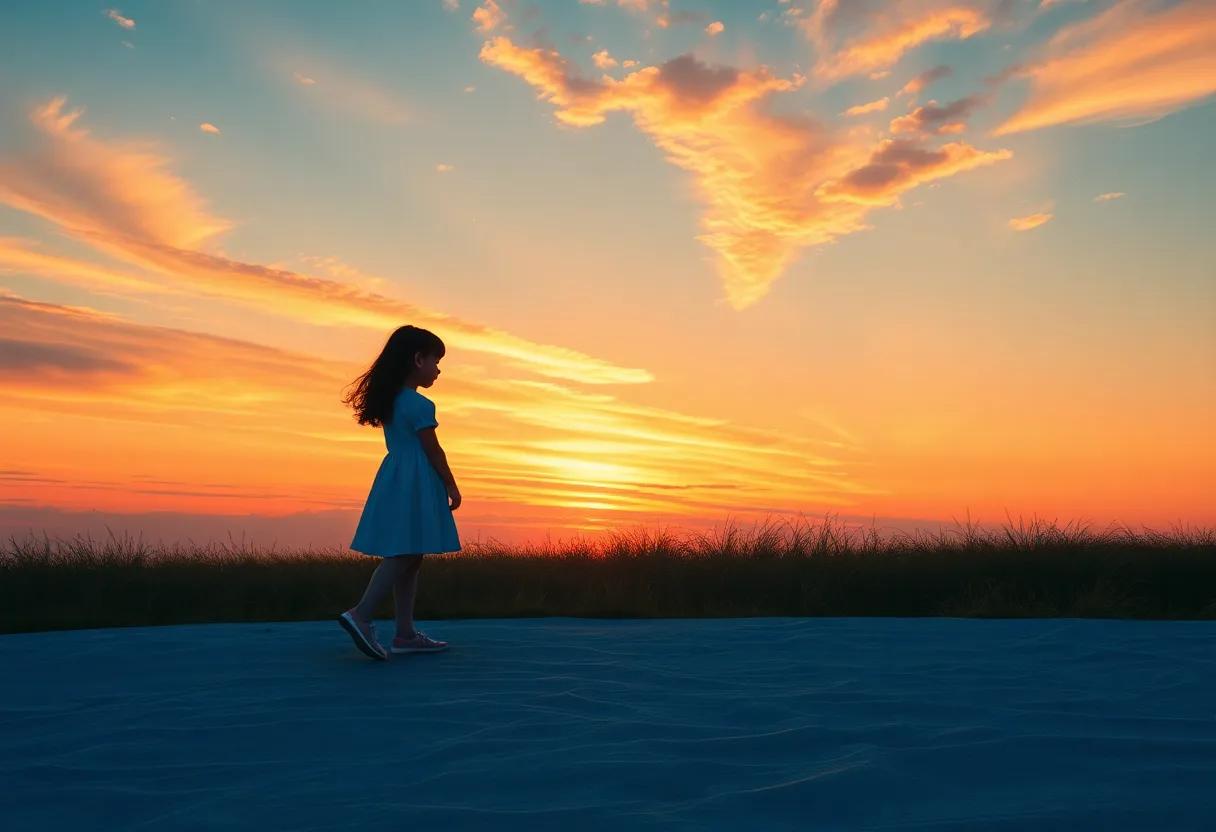 The Girl Who Painted the Sunset Welcomes the Evening sky