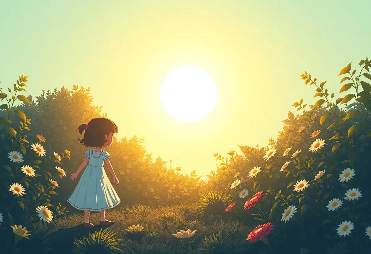 The⁢ Sun's Gentle Glow Illuminates the Girl's Secret garden