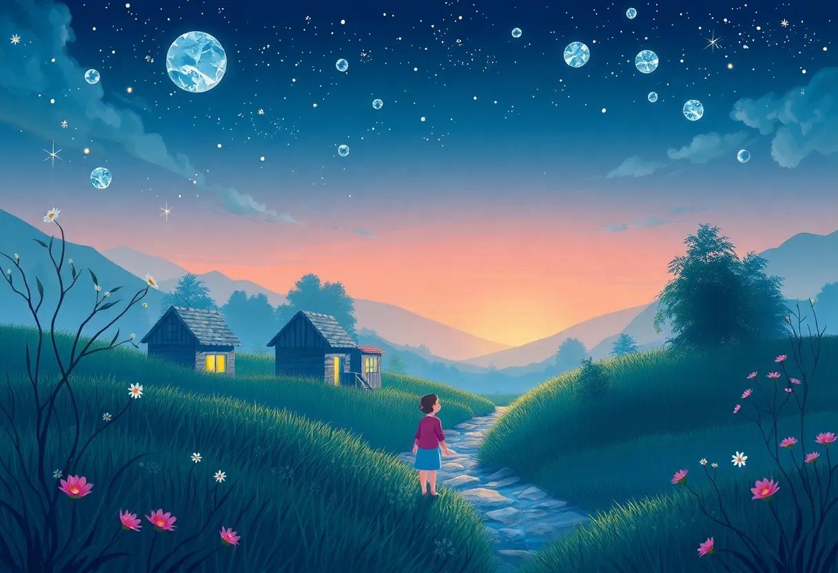 The Quiet Village Wrapped in Twilight Hues