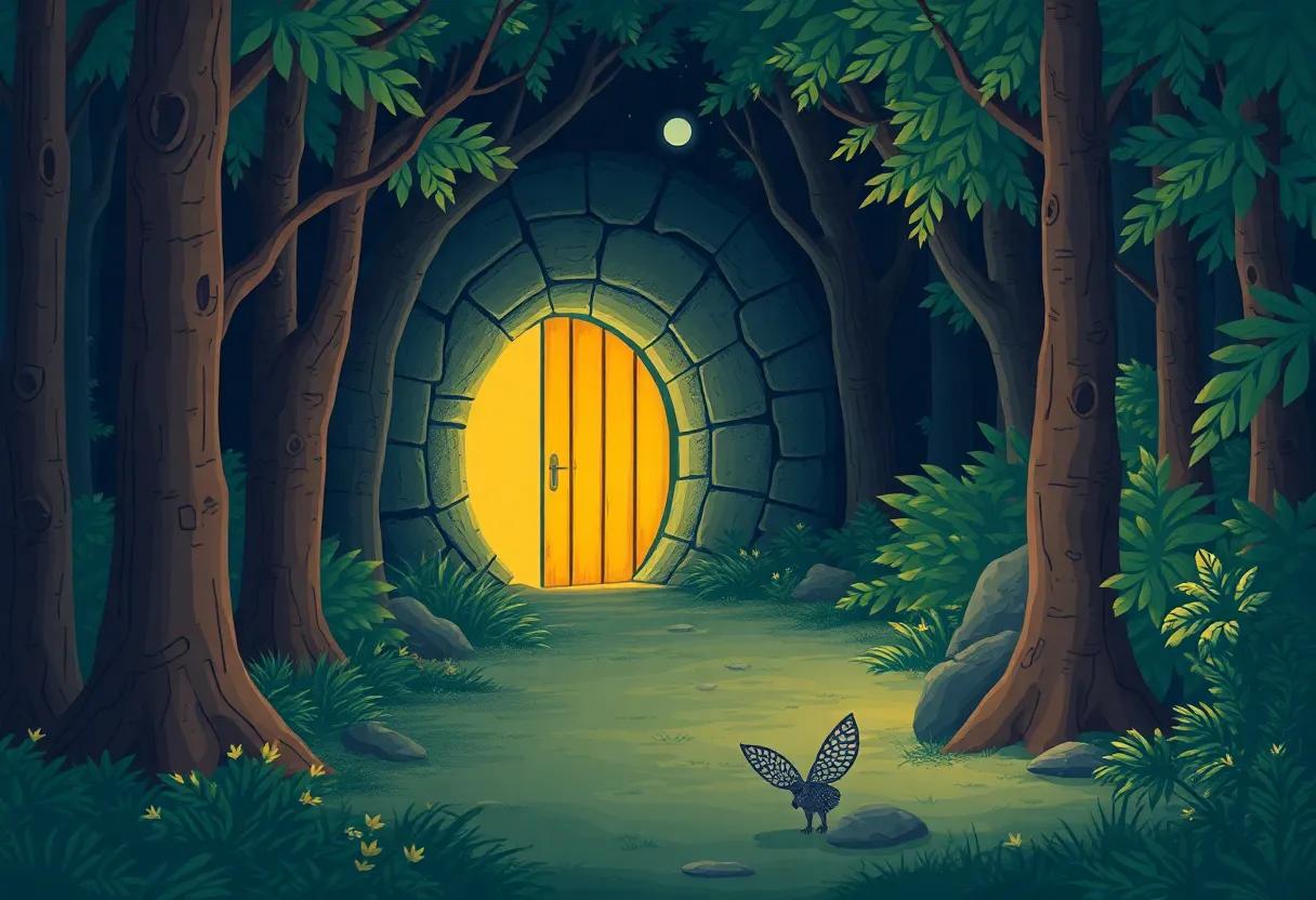 The‍ Mysterious Door‌ Glowing under the ⁢Moonlight