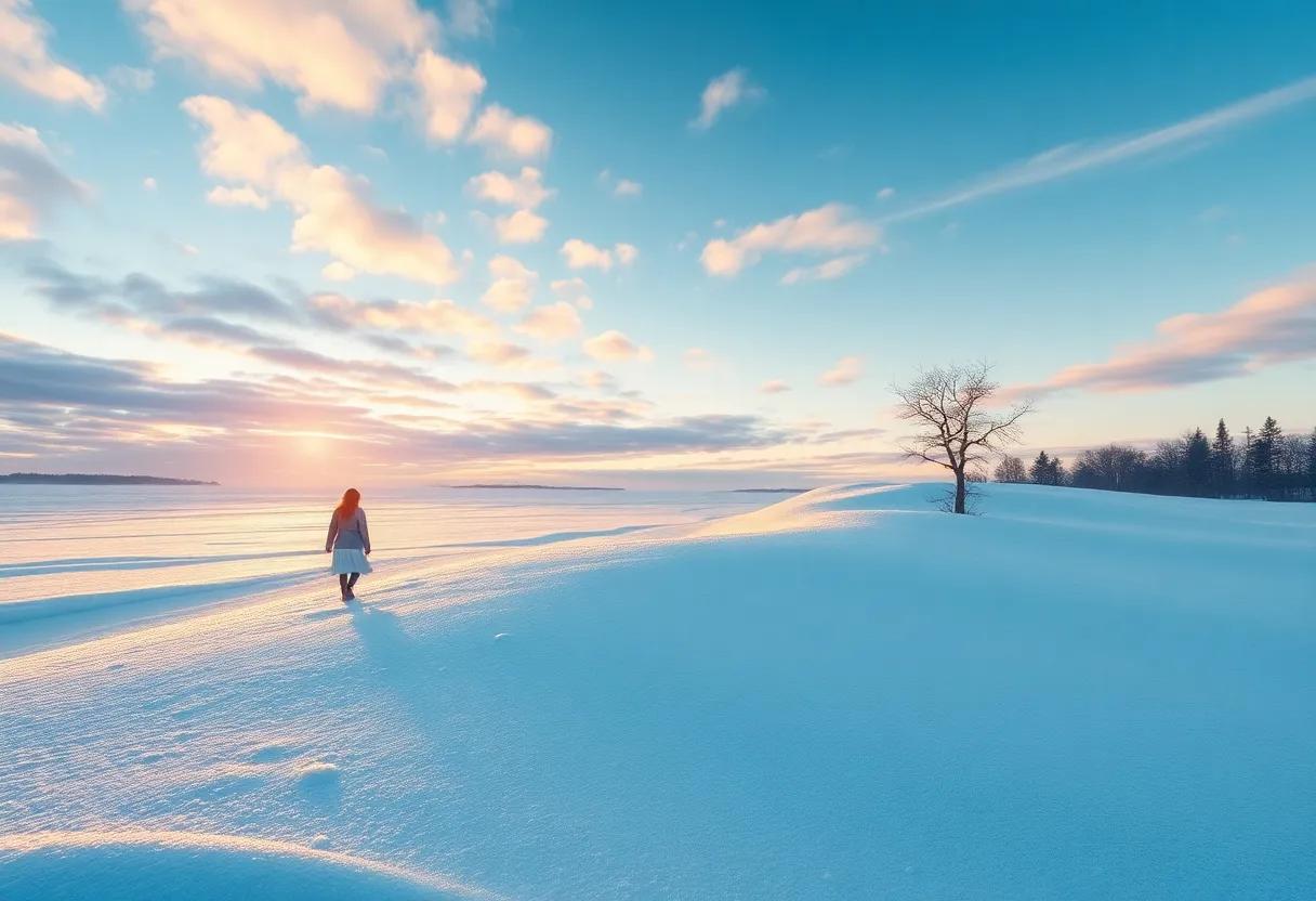 The Morning Glow revealing Her Frozen Artistry