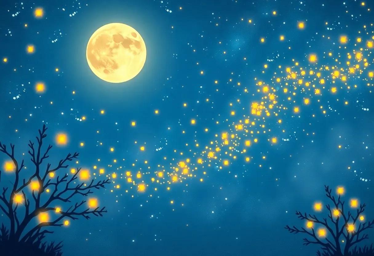 The Dance​ of Colors in a Moonlit Sky