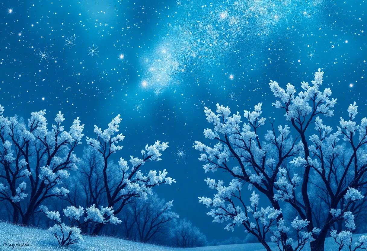 The Night Sky Blooming with Frozen blossoms