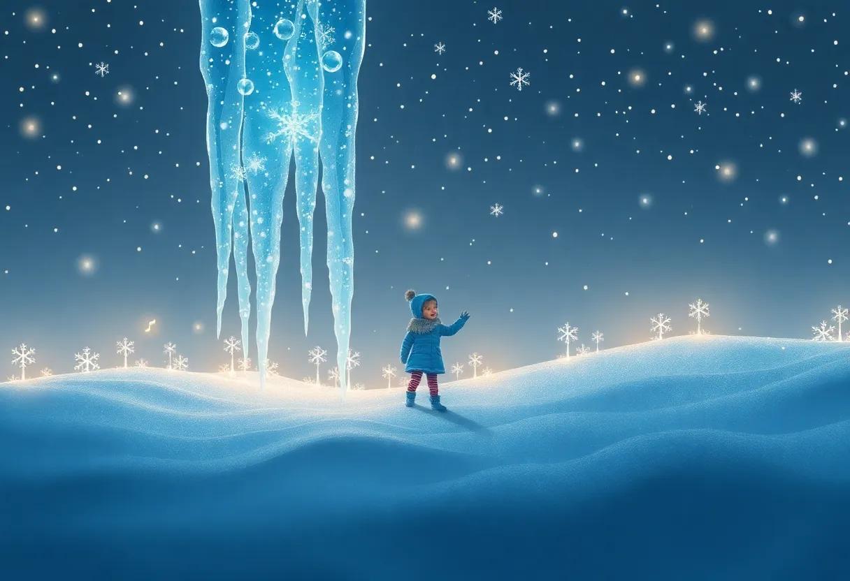 Dancing Lights Born from Songs and Snowflakes