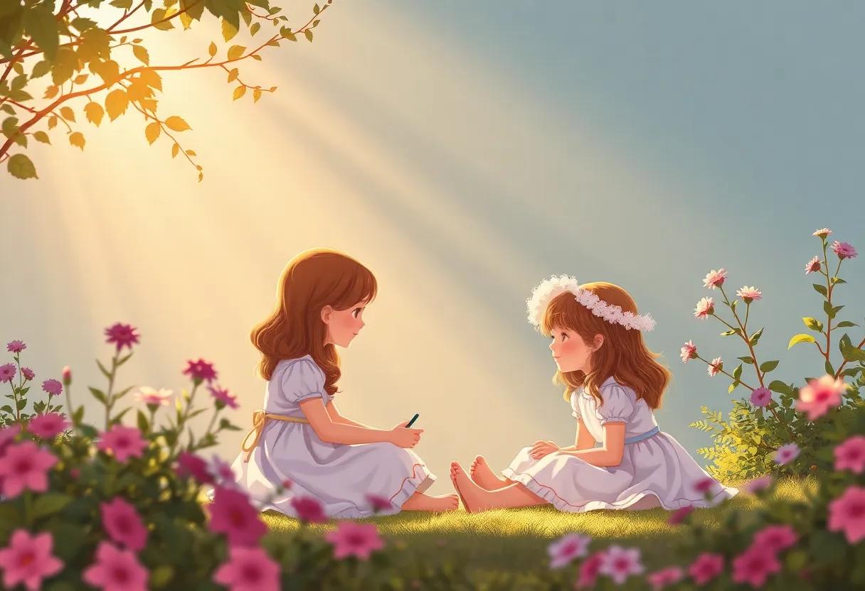Sunbeam and Girl⁣ Sharing Secrets in‌ the Garden