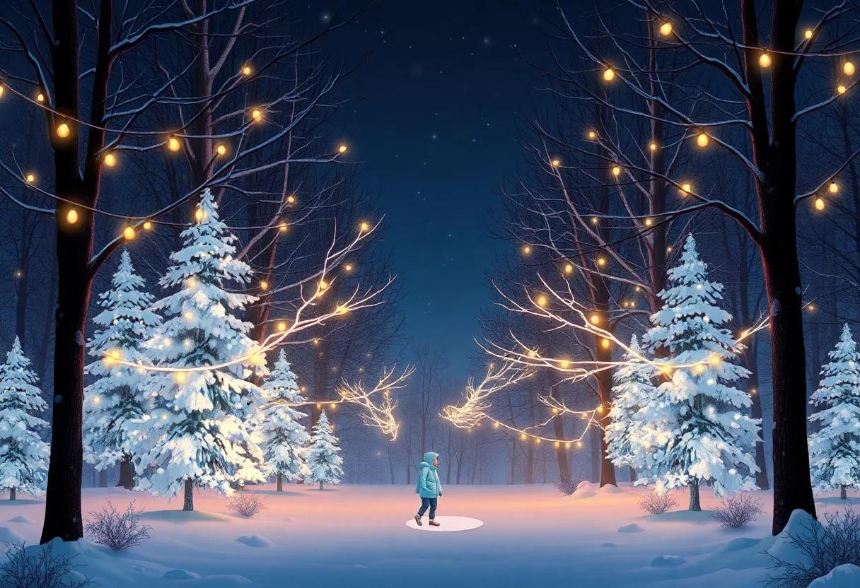 A Mysterious Glow Amidst Frosty Trees