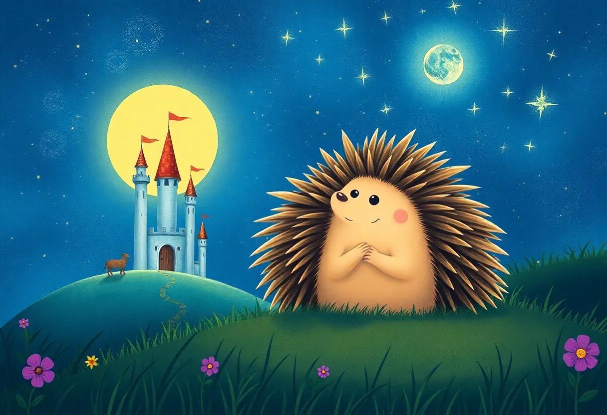 The Hedgehog's Quiet Wish Under the Starry Sky