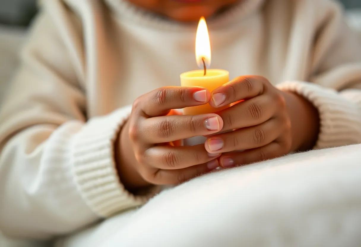 Close-Up⁢ of a Child's Hands​ Holding the Kwanzaa ⁢Candle ‌Gently