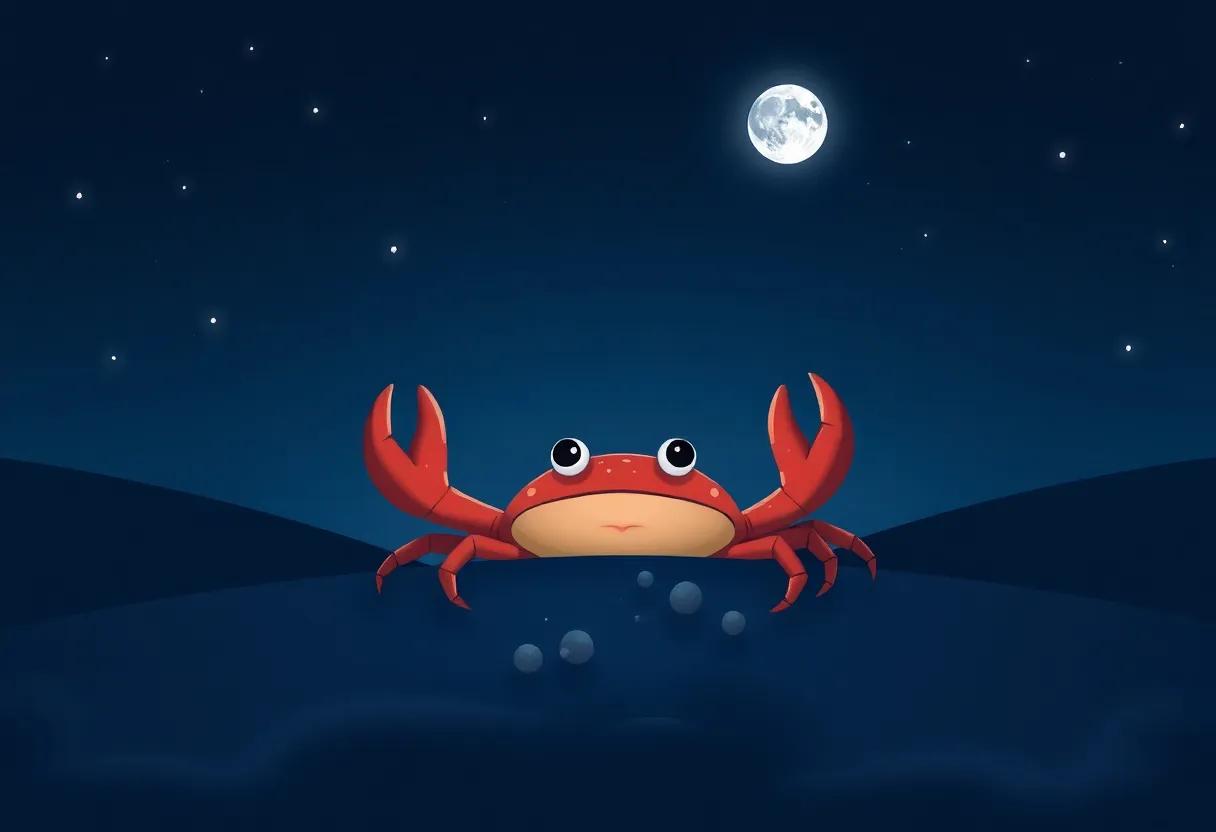 The Little Crab's​ Curious Eyes ‍Under⁣ the Silver⁢ Moonlight
