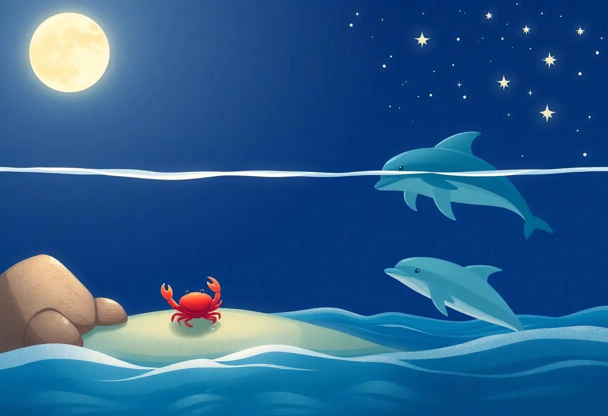 Meeting‌ the Playful Dolphins Beneath the Stars