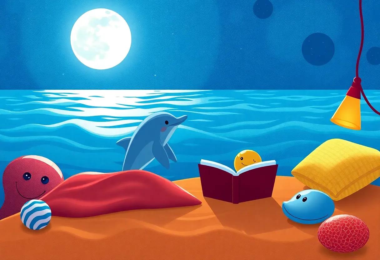 Sharing Stories with Friends Under the Moonlit Ocean