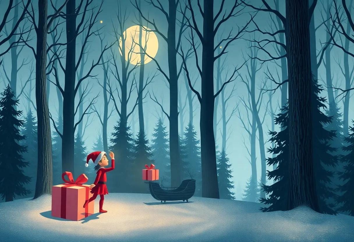The Little Elf's Sparkling Workshop Hidden Among the Snowy Pines