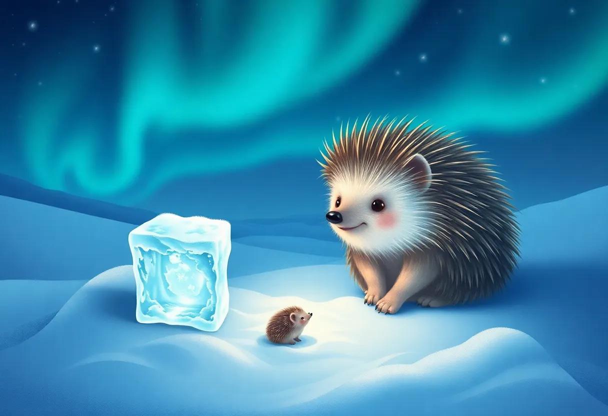 crafting Shimmering Ice Blocks Under the Glow of the northern Lights