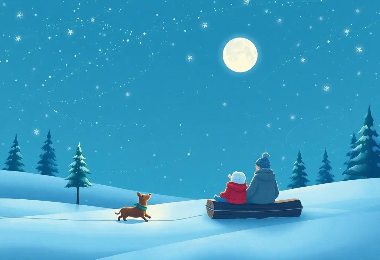The Joyful Reunion Beneath the Winter Moon