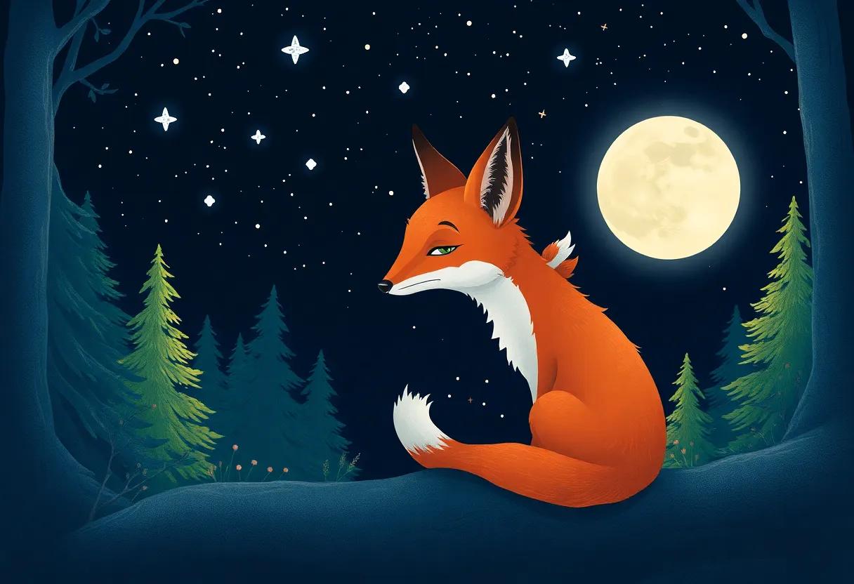 The Curious Fox Peering ⁤Into the Moonlit Forest
